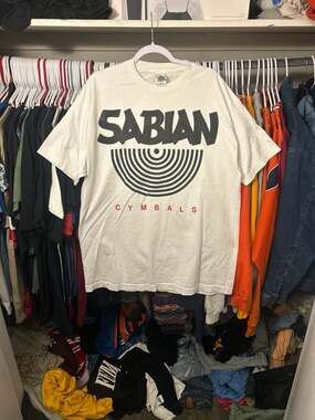 Sabian Cymbals Logo Graphic T-Shirt White Size XL